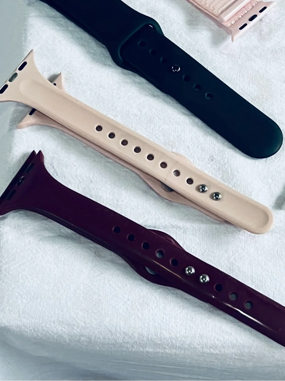 Apple Watch Bands Set - Black, White, Pink, Coral, Silver, Burgundy